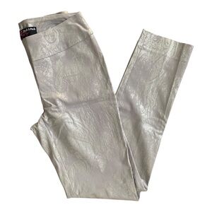 Peck & Peck gray and silver metallic patterned pants